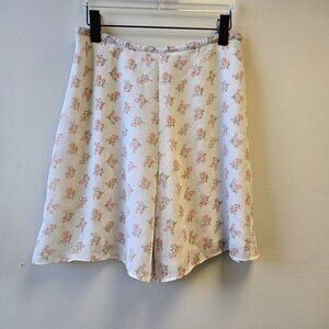 Vintage Summer Retro Floral Print High-Waisted Bermuda Flowy Shorts Culottes Whi